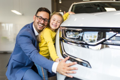 Father Daughter Hugging Car