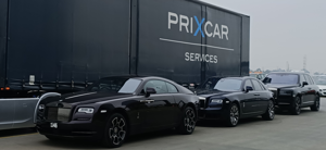 Black Cars Lining Up Beside Black Prixcar Truck